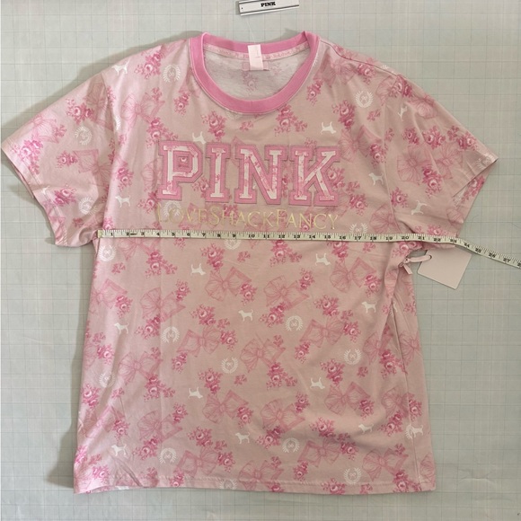 Victoria's Secret PINK x LoveShackFancy Campus Cotton Tee NWT size large - Picture 6 of 12